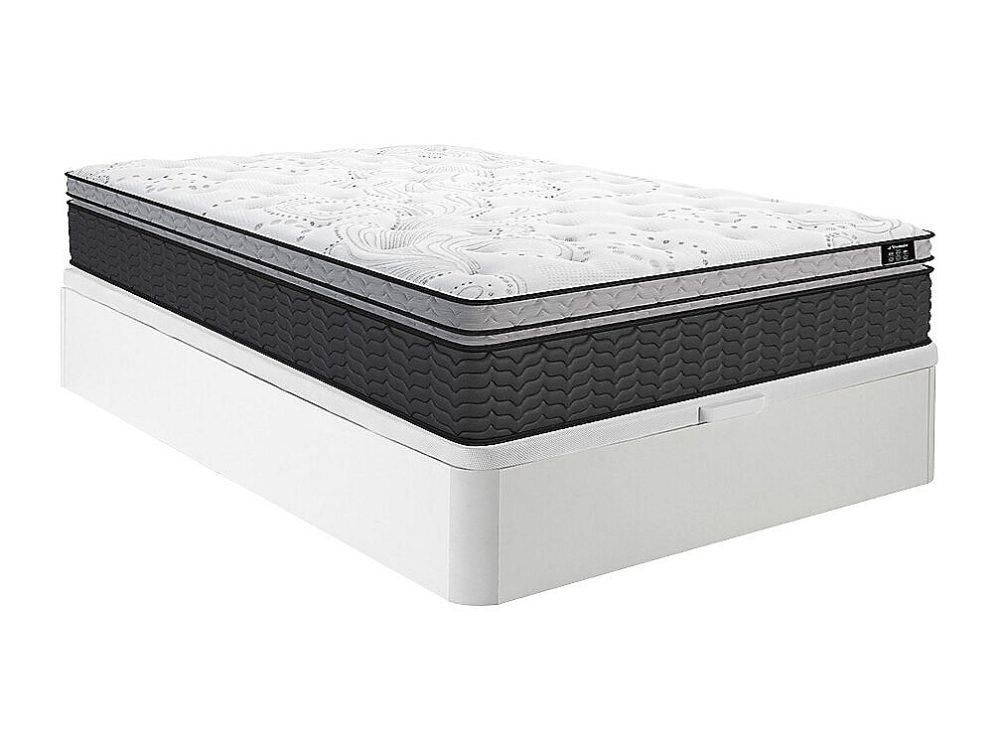 Ensemble 160 × 200 cm sommier coffre blanc + matelas hybride ressorts ensachés et surmatelas intégré ép.30cm – GAMIANI de YSMÉE