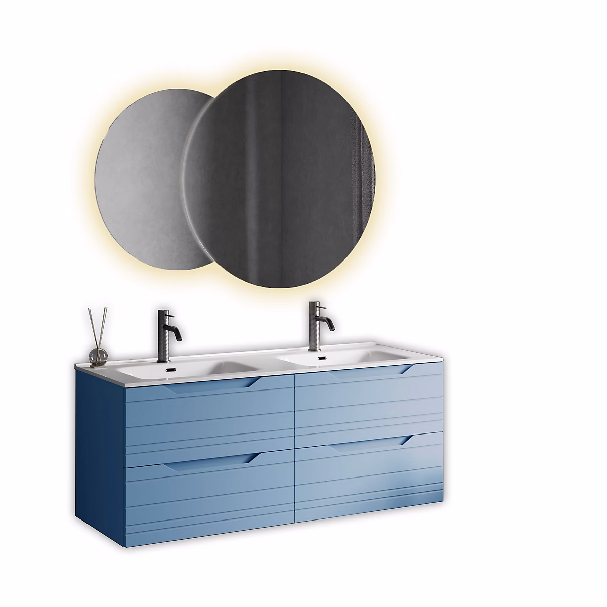 Ensemble meuble de salle de bains – Ensemble double vasque SOLMIRA bleu Tiffany