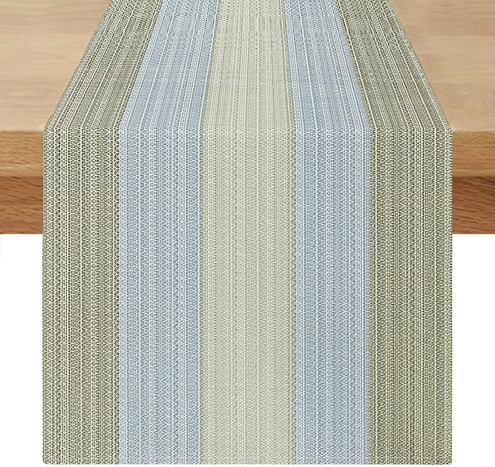 Chemin de Table Lin Style Vintage 40 × 240 cm Turquoise