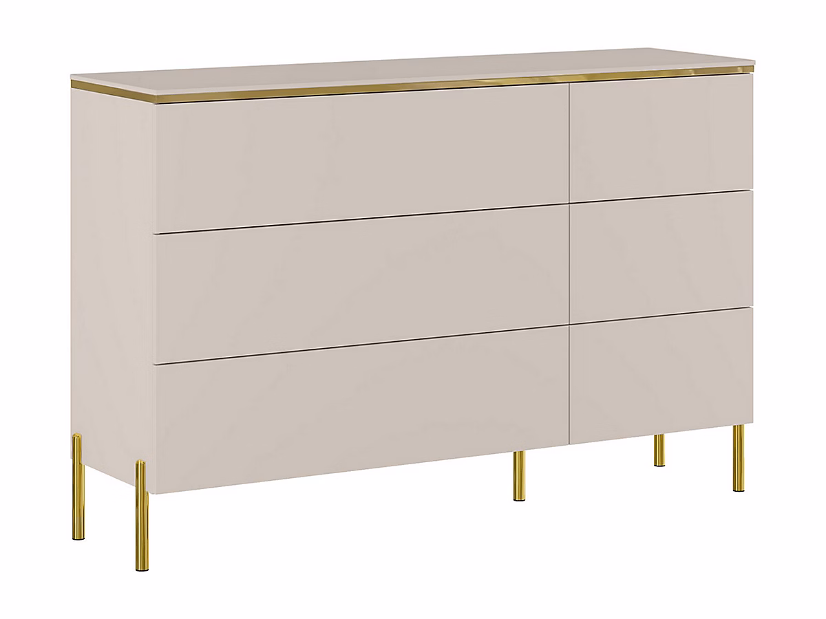 Commode 6 tiroirs – Beige et doré, VUKIA