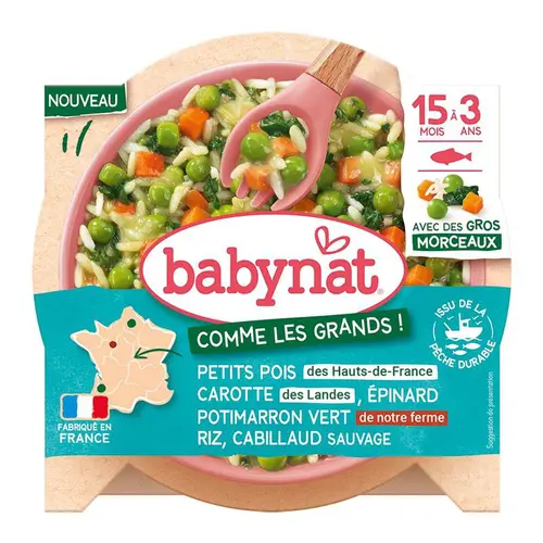 Assiette légumes riz et cabillaud Babybio - 200 g