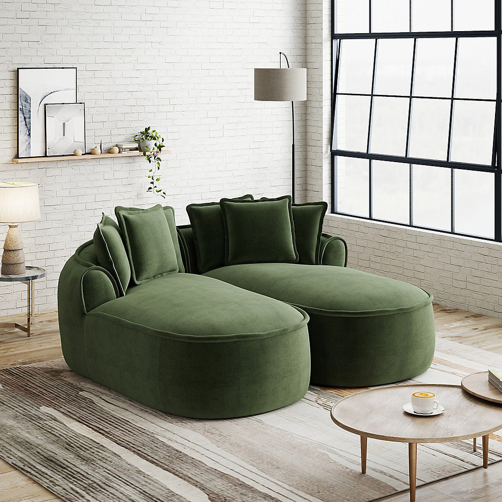 Canapé Chenille Cloud Double – Grand | Vert | Design sans cadre | inclut coussins