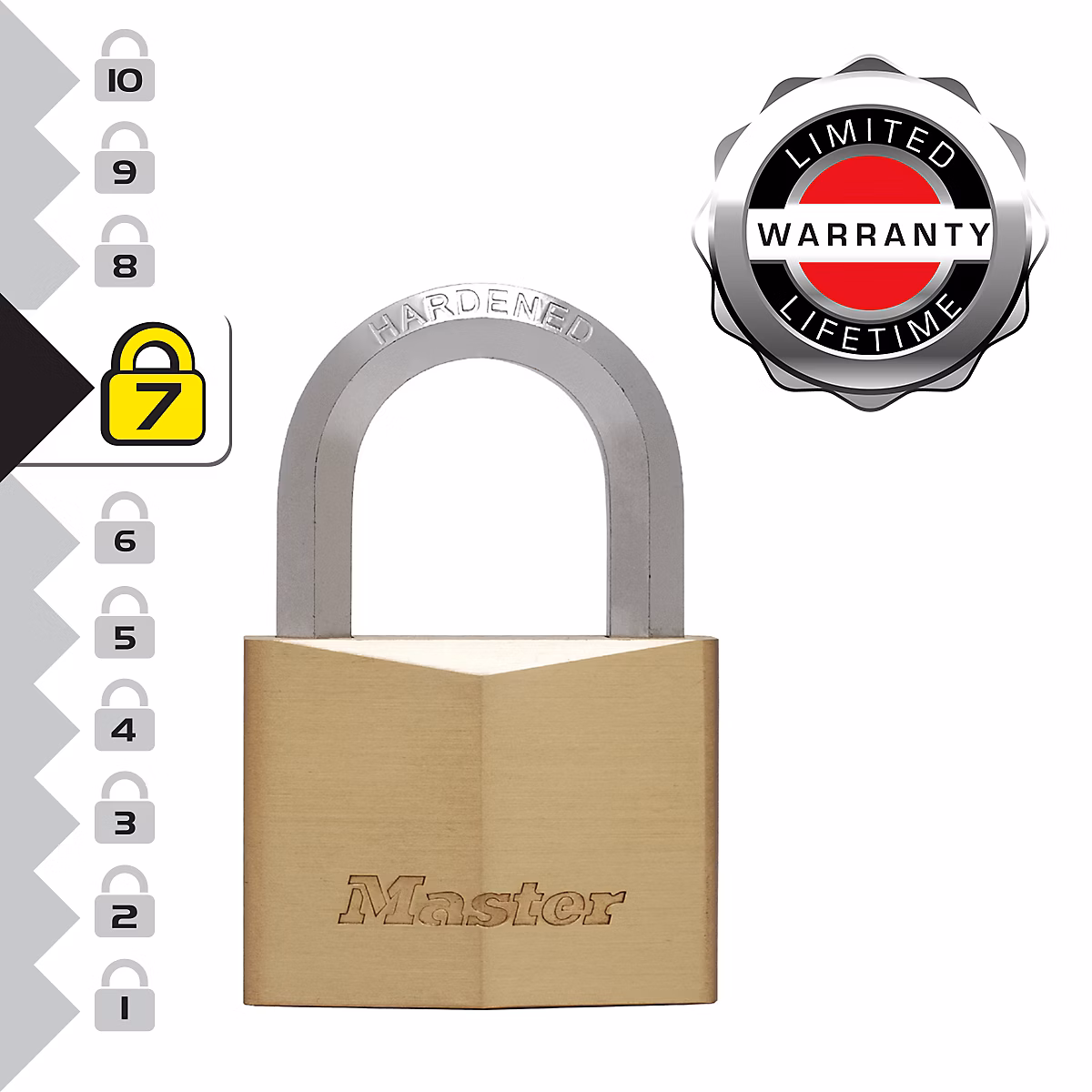 1145EURD Cadenas à Clé en Laiton Massif et Anse Hexagonale – Doré, 7,2 × 4 × 2,1 cm