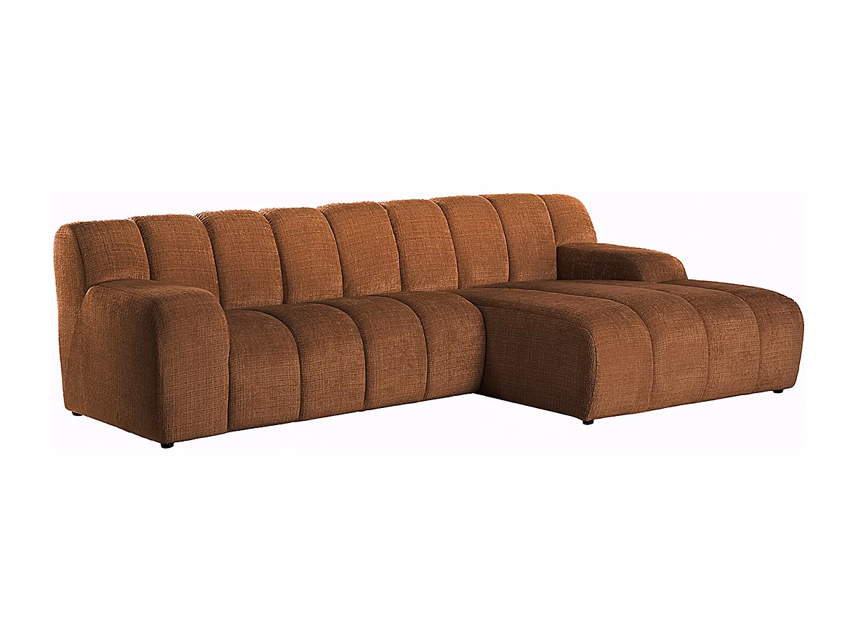 Canapé d'angle droit en tissu chenille terracotta BELADON – Réf. PZRTOGPOO2565169881