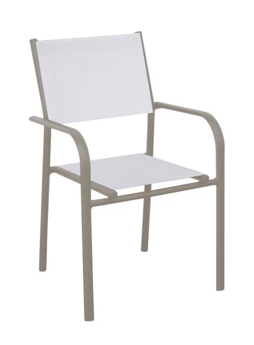 Fauteuil en aluminium crème et toile polyester blanc Niello - 87 x 51 x 56 cm
