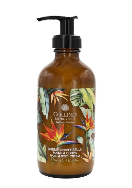 Crème universelle mains et corps en flacon pompe senteur Fleur de Paradis Collines de Provence – 225 ml