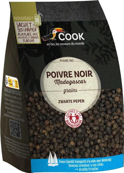 Poivre noir grains bio Cook - 150 g