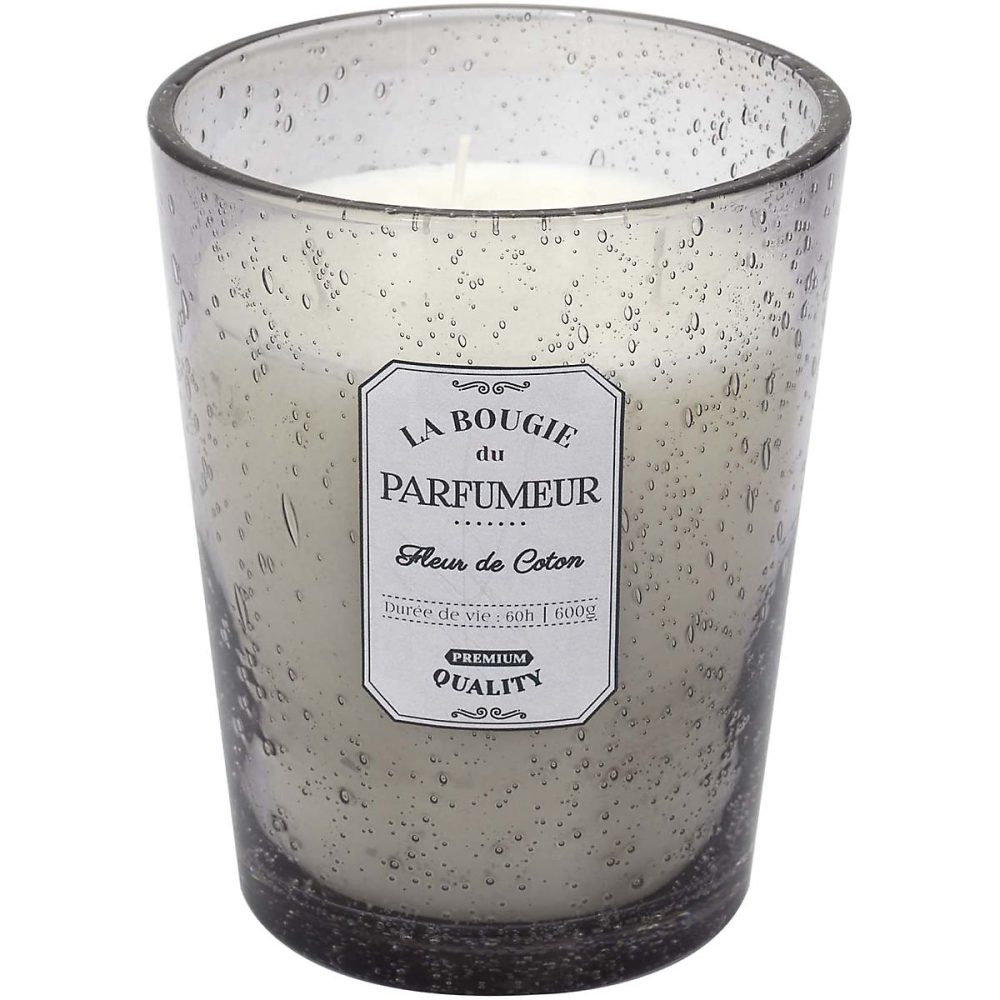 Bougie parfumée pot en verre bulle gris clair 13 × 16 cm