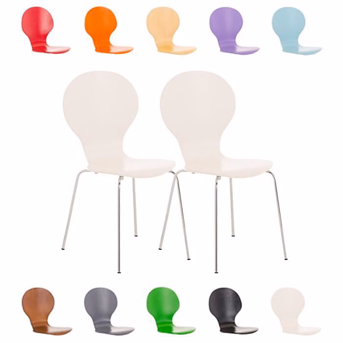 Chaises empilables CLP Diego Bois ergonomique métal blanc 2 pièces – Réf. MBSAISIWU7867755733