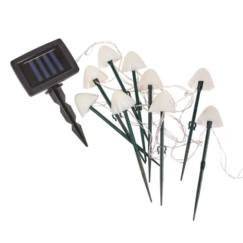Lot de 10 balises solaires champignons coloris blanc en plastique - 200 x 66 cm