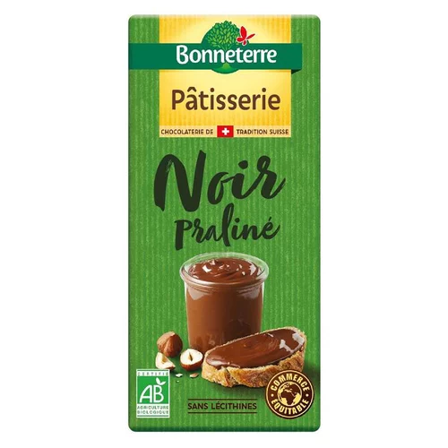 Chocolat noir praliné patisserie Bonneterre - 180 g