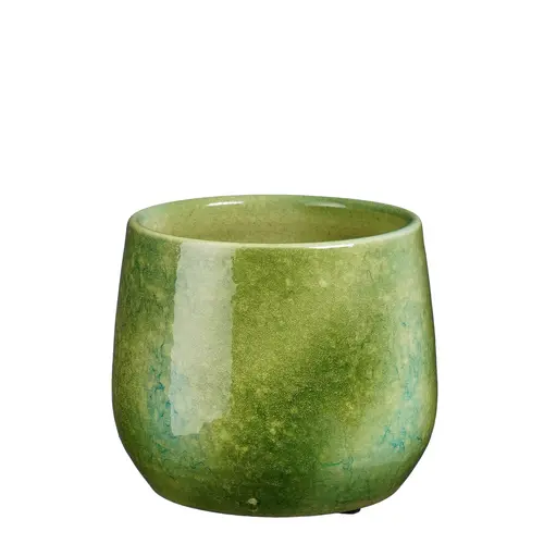 Pot rond coloris vert en terre cuite Hugo Mica Decorations - 15 x Ø 17 cm