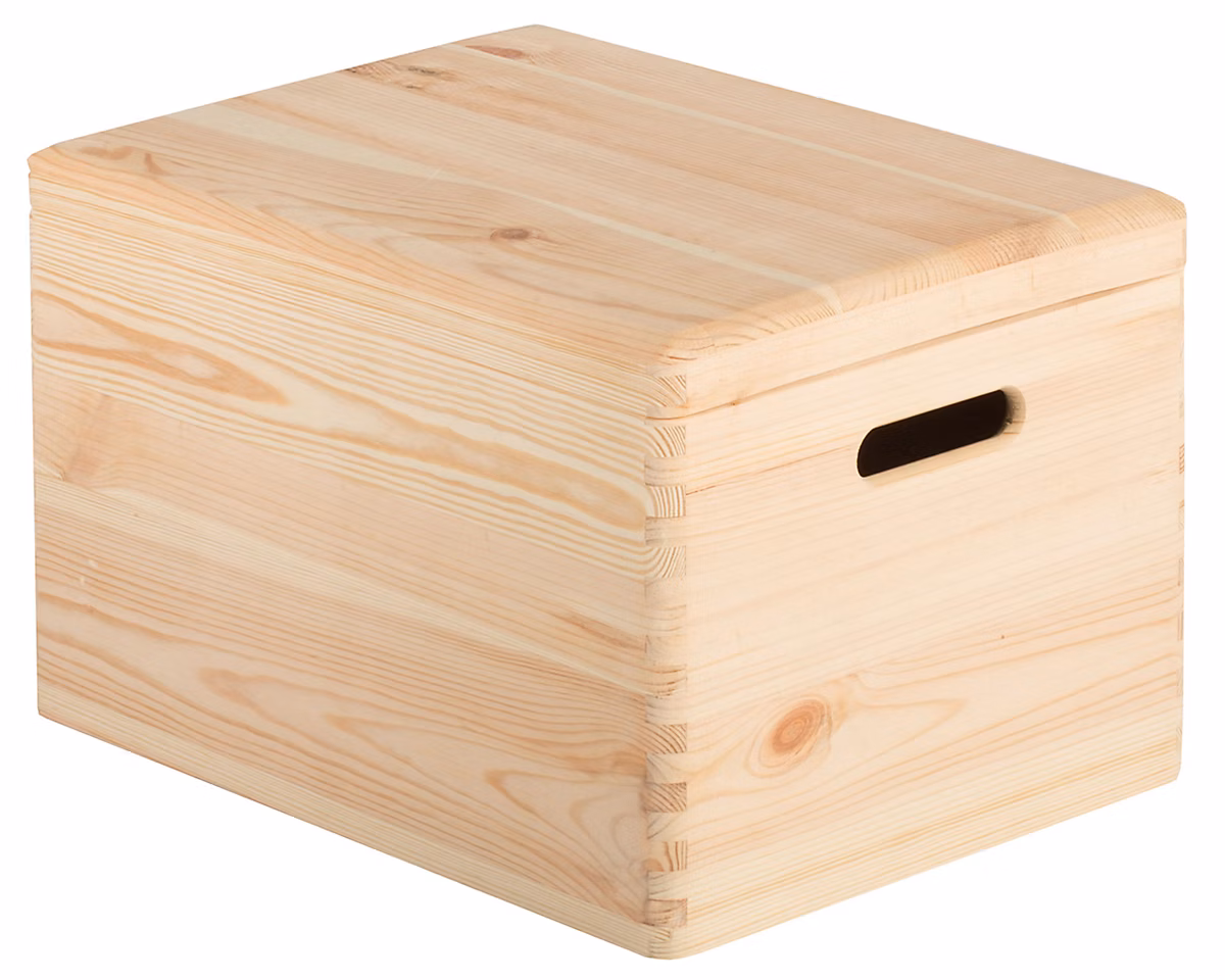 Boîte de rangement en pin massif avec couvercle 23 × 40 × 30cm