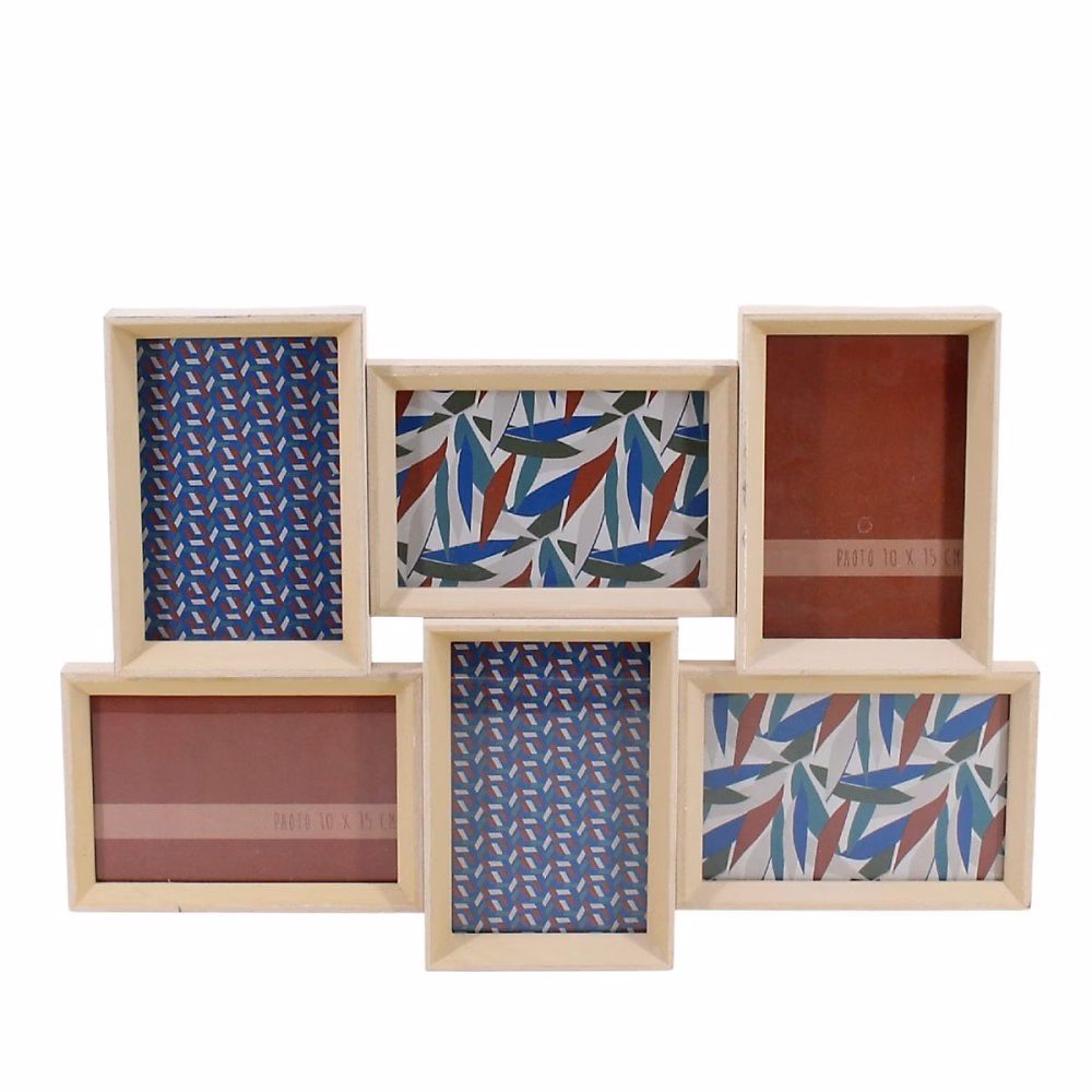 Cadre multivues 6 photos en bois 45 × 31cm