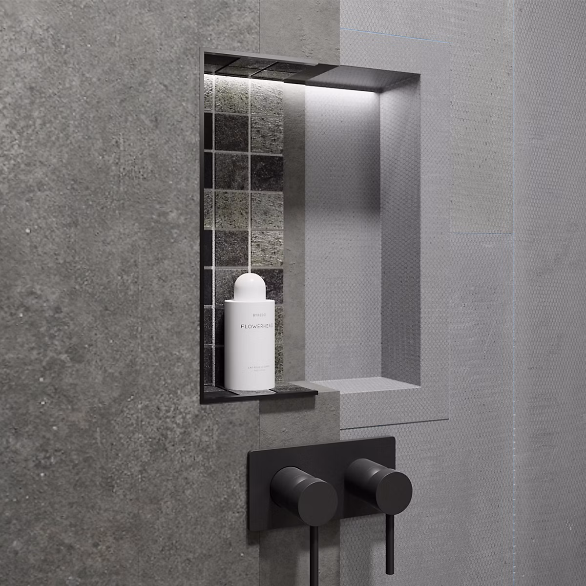 Duo de niches a carreler etanches 40 × 40 cm profondeur 15 cm avec natte d etancheite pre montee