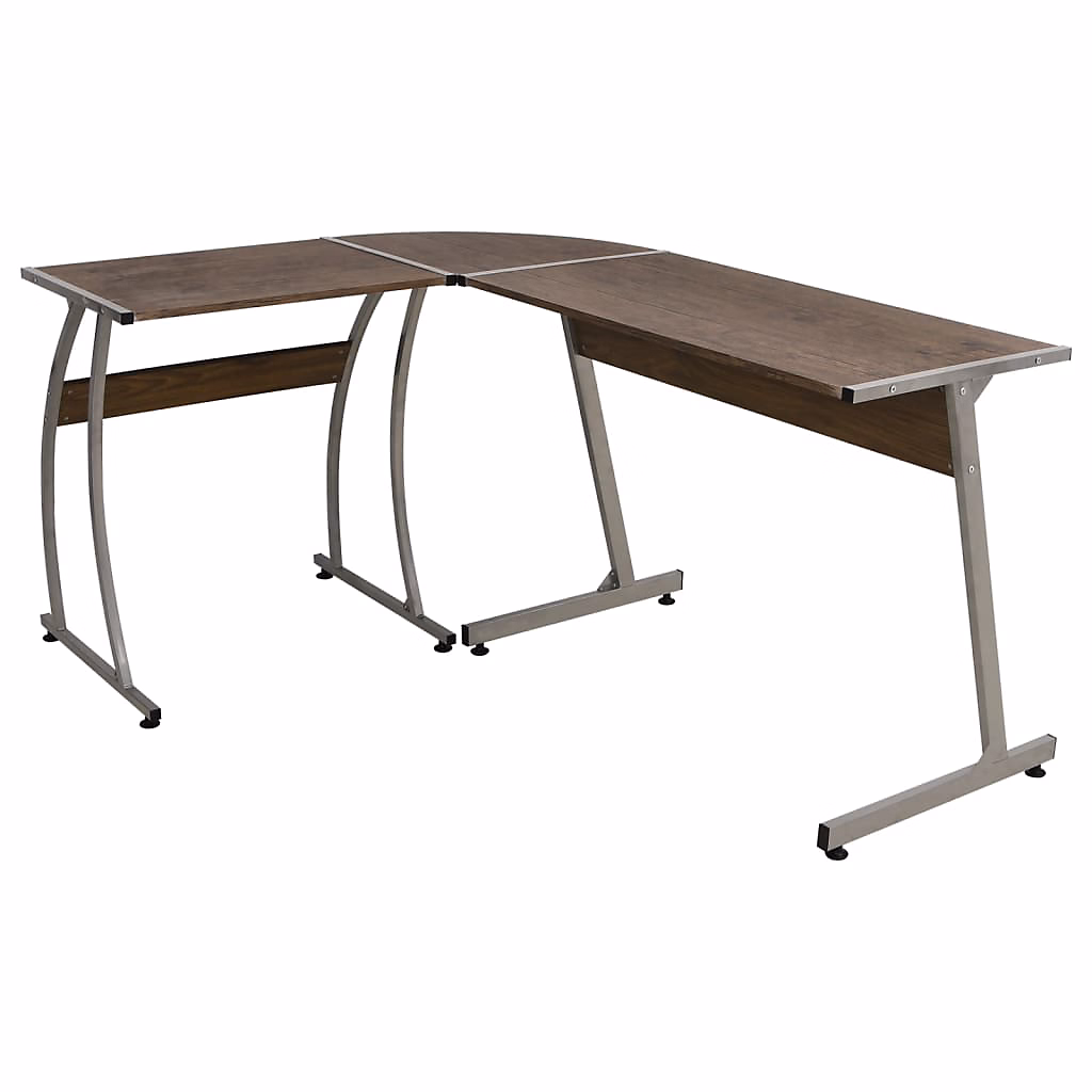 Aménagement bureau – Bureau d'angle marron bois d'ingénierie vidaXL