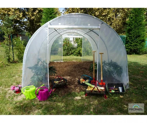 Serre tunnel pieds droits, 2 portes zippées, SERRES RICHEL - 13.5m²
