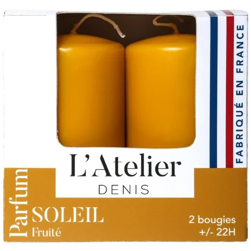 Bougies cylindriques ocre parfum soleil fruité L’Atelier de Denis - L’étui de 2