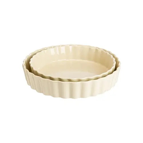 Ensemble de 2 tourtières en grès ivoire - Ø 24,5 et 28 cm