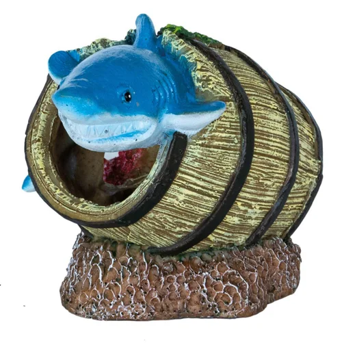 Décoration pour aquarium coloris vert Requin dans un Baril SuperFish