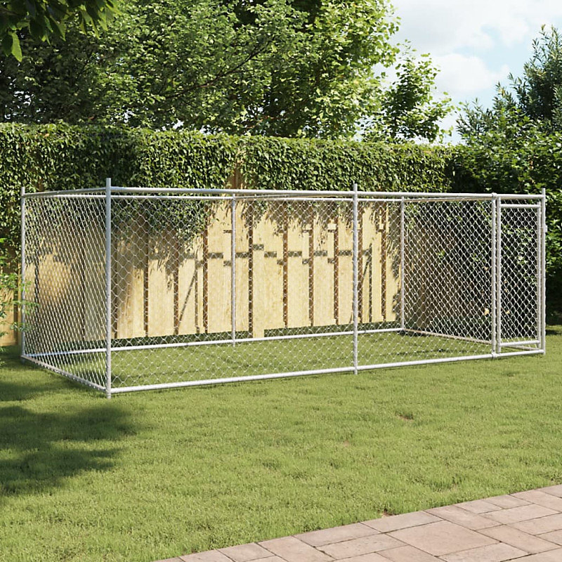 Cage pour chien avec porte gris 4 × 2 × 1 – 5 m acier galvanisé