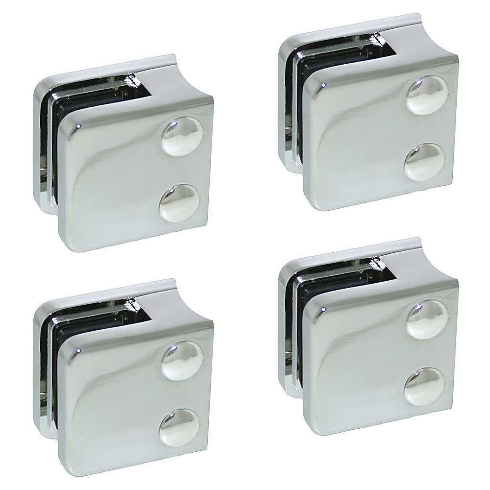 4 x Pince à verre pour tube diam. 42 | 4 modèle 01 – Ep. verre 9 – 52 mm – Zamak chromé brillant
