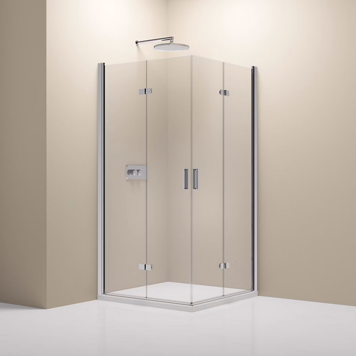 Cabine de douche d'angle verre 8mm Cabine de douche intégrale Parre douche 2 portes pliantes angle – NT213, 90 × 100 × 195cm, Chrome