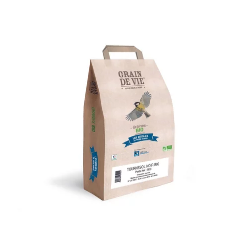 Graines de tournesol noir pour oiseaux grain de vie bio Grain de Vie - 5 kg