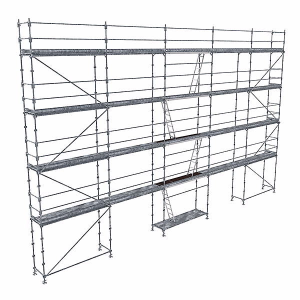 Echafaudage fixe de façade 160m² – Plancher Acier, Structure Acier, Garde, corps Lisses, R200GCL, 160, SPP