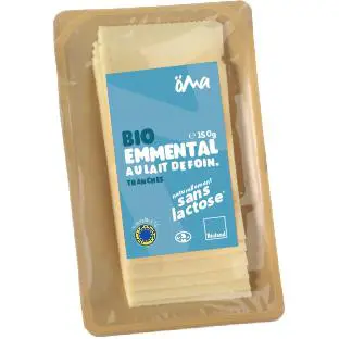 Emmental au lait de foin sans lactose bio Oma – 150 g