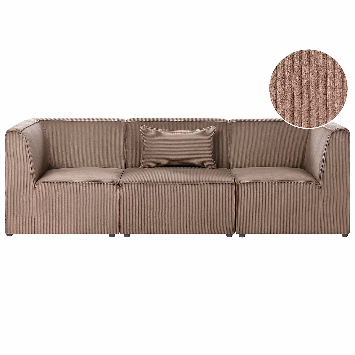 Canapé modulable 3 places LEMVIG Velours côtelé Beige foncé – Réf. USAITUQUA9941407940