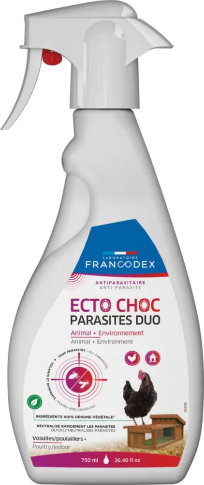 Spray antiparasitaire pour volaille Francodex Ecto Choc Parasites Duo - 750 ml