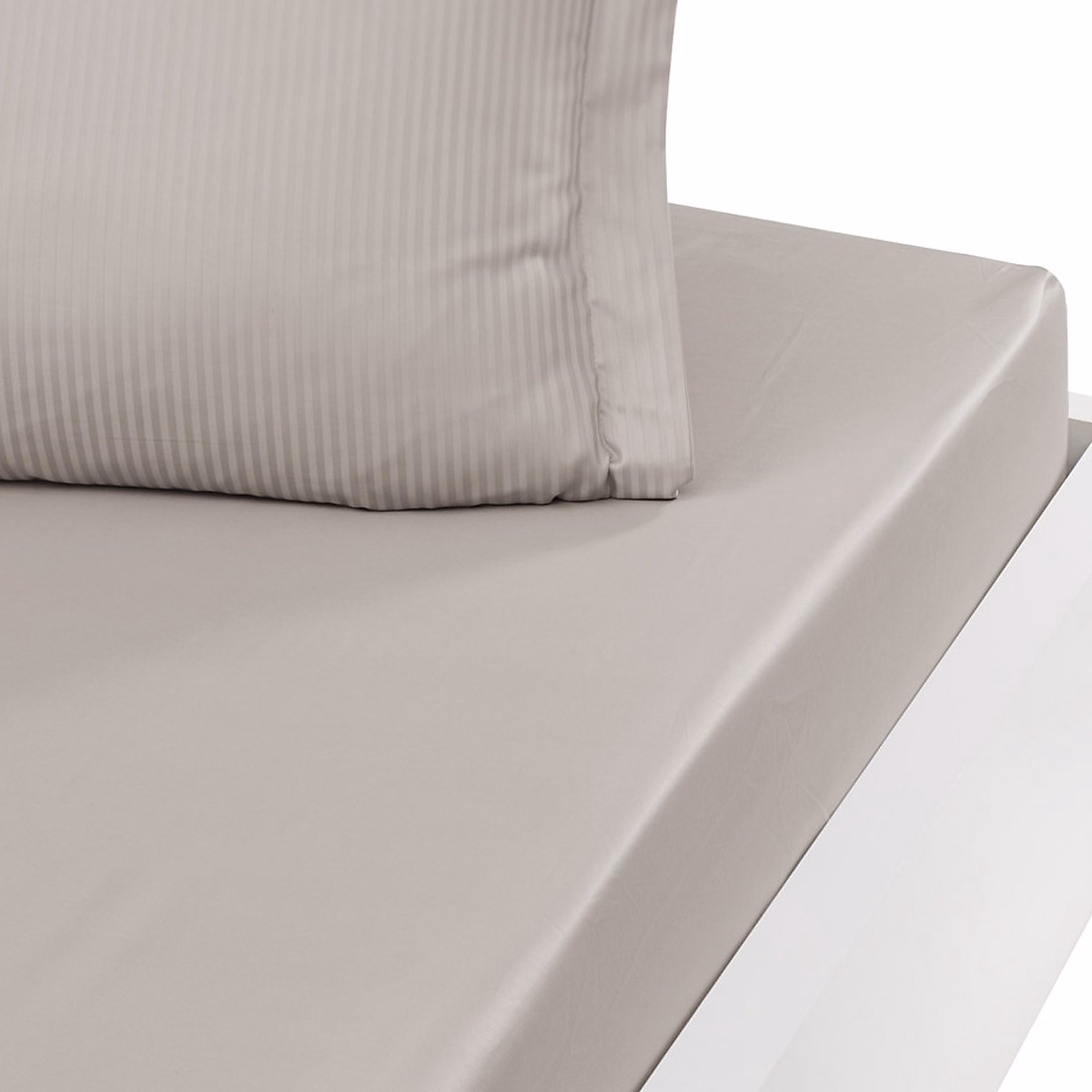 Drap housse uni satin de coton bonnet 30 cm Taupe 90 × 190 cm VERSALUXE
