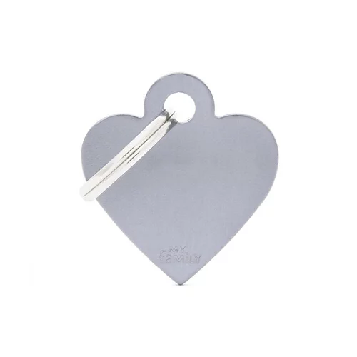 Médaille basic petit cœur pour chien en aluminium gris
