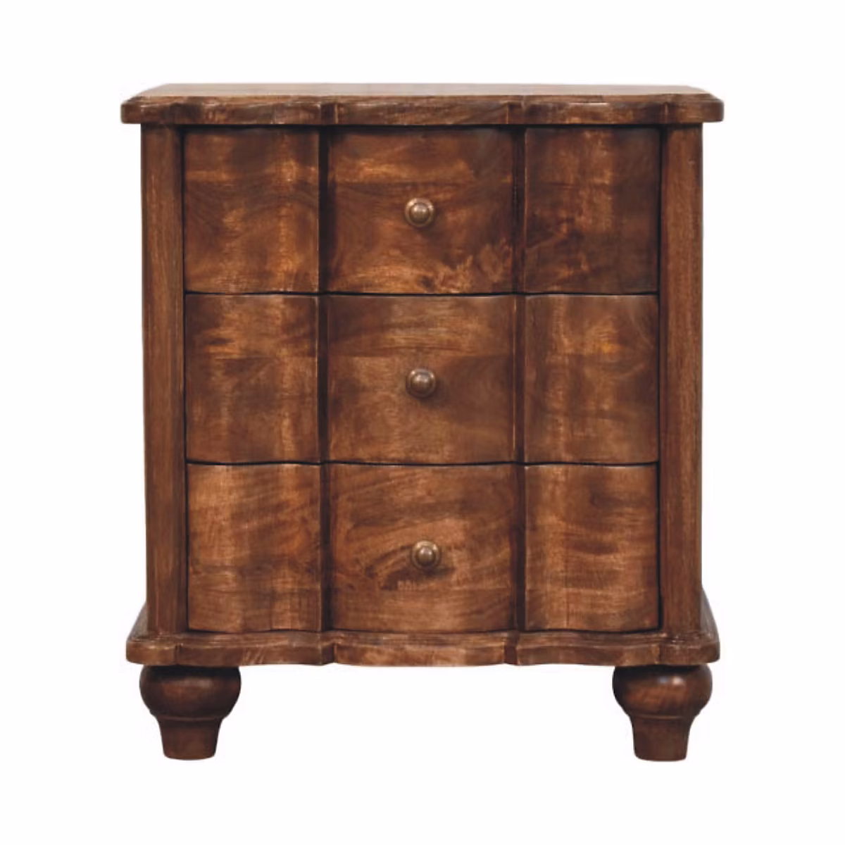 Artisan Furniture Bois massif Valencia table de chevet – 3 tiroirs, marron