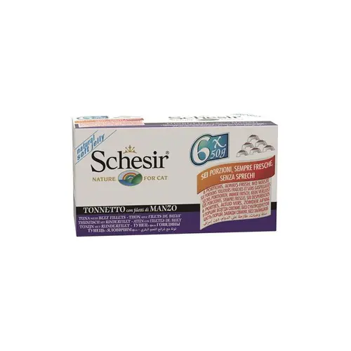 Pâtée pour chat Schesir au Thon et boeuf Pack de 6 boites de 50 g