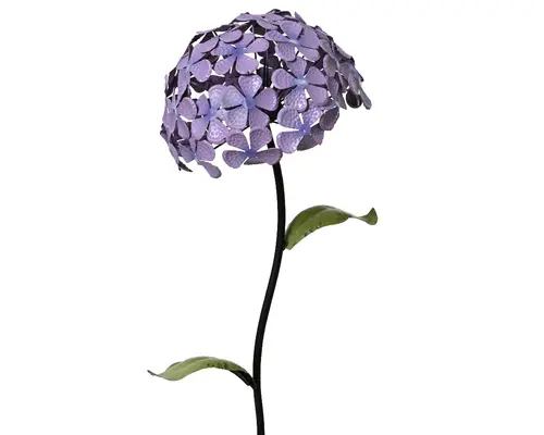 Pique de jardin fer hortensia coloris violet en fer - 24 x 24 cm
