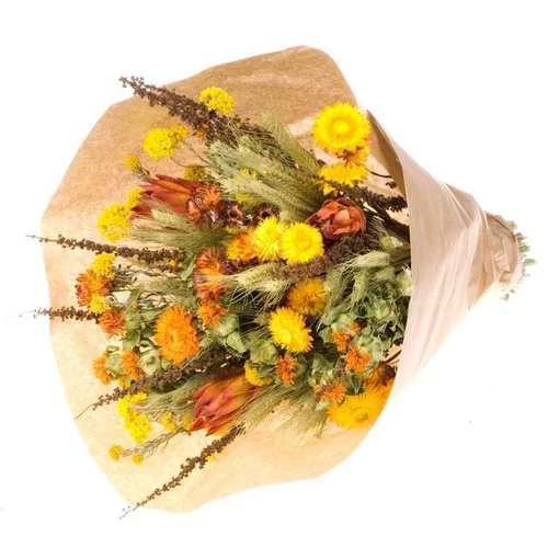 Bouquet de fleurs séchées Naturalys mix jaune/orange XL - Ø 25/30 x H 50 cm