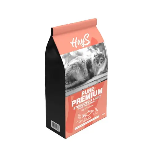 Croquette pour chat adulte stérilisé au saumon light Hays Pure Premium - 6 kg