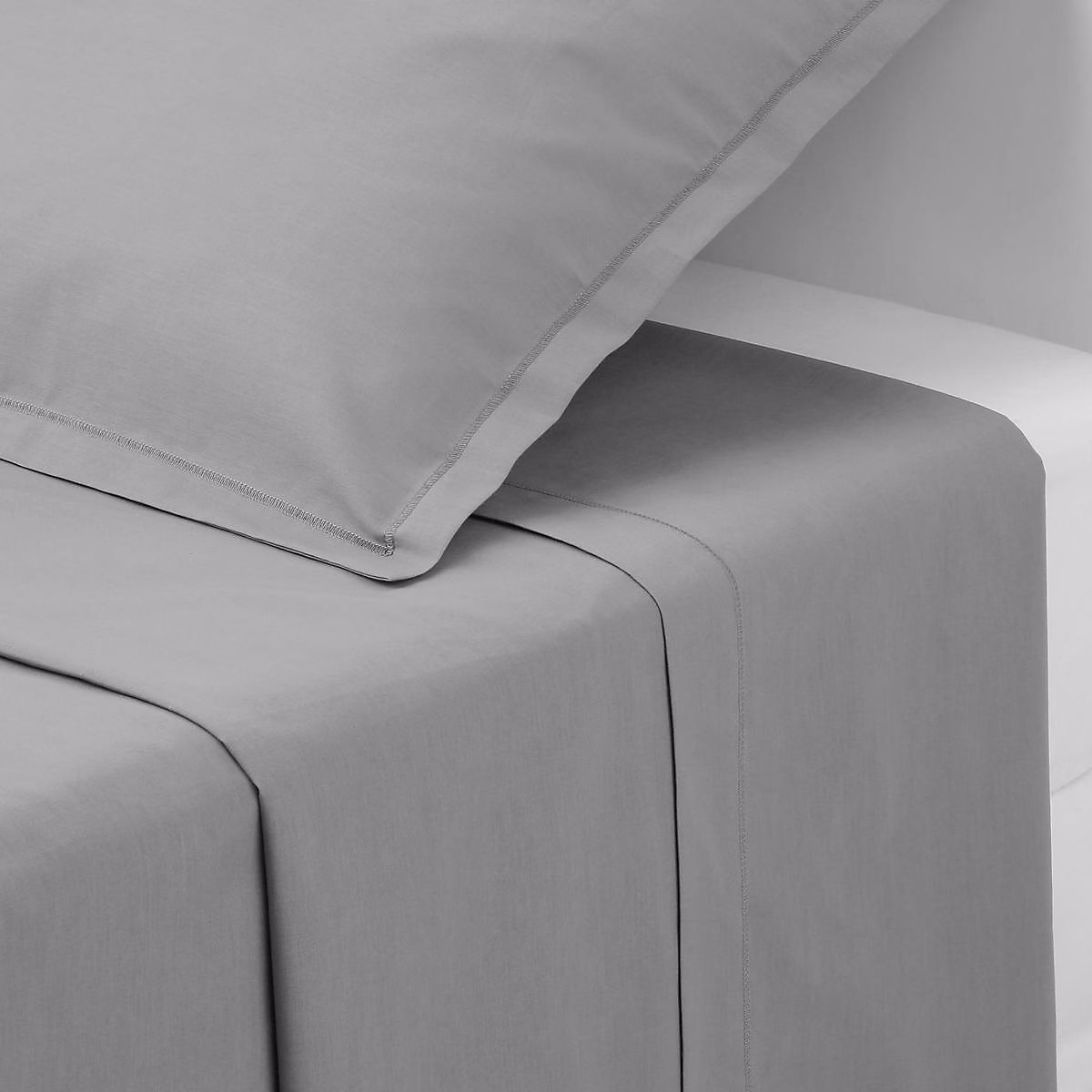 Drap plat percale gris 180 × 290cm – Atmosphera Créateur d'intérieur