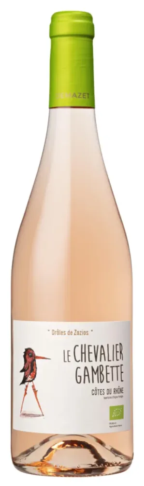 Vin rosé Côtes du Rhône AOC bio Le chevalier Gambette Drôles de zozios Demazet - 75 cl
