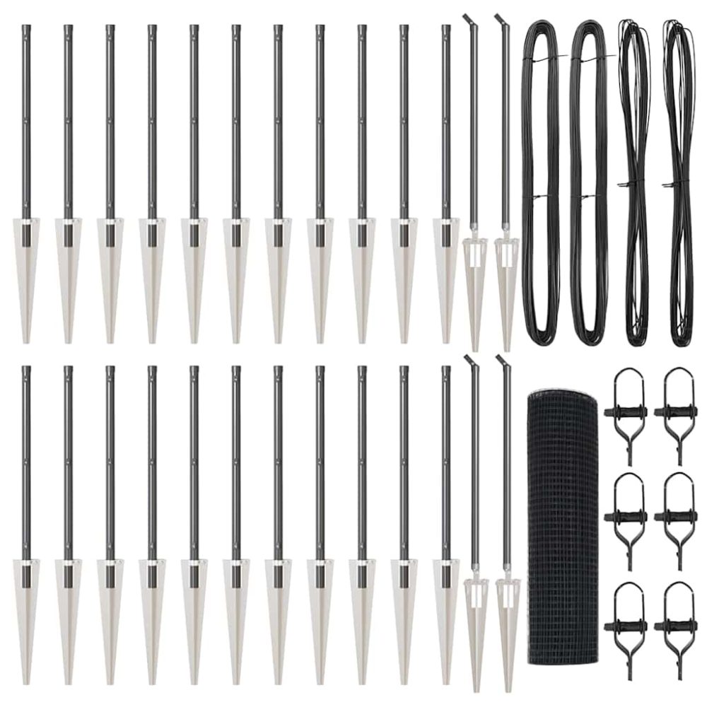 vidaXL Clôture en fil soudé avec pointes 50 x 0,5 m Gris Maille – Aménagement du jardin