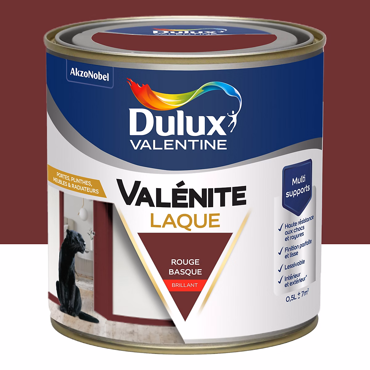 Peinture intérieure – Laque acrylique rouge basque brillant Dulux Valentine Valénite 0.5 L