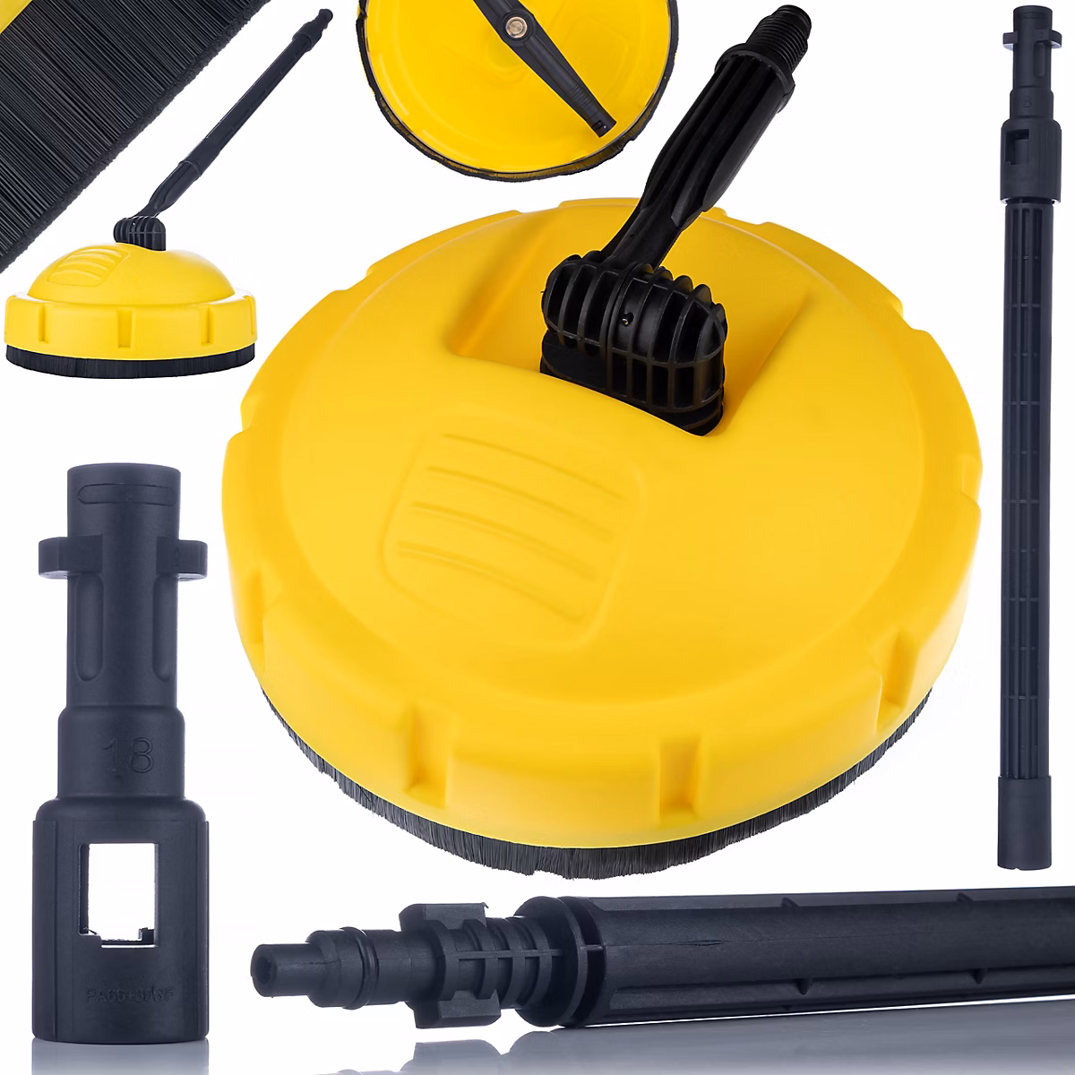 Brosse de Nettoyage T – Racer | Double Buse Rotative | Anti | Éclaboussures | Compatible Kärcher K2 | K7 | Bosch AQT