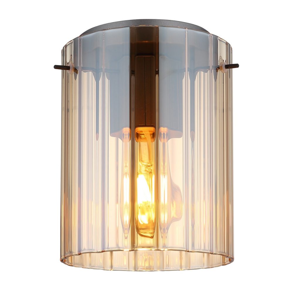 Globo Tulivar Plafonnier cylindrique gris ambre foncé, abat – Ambiance extérieure