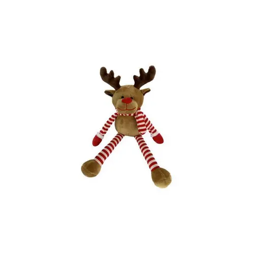 Jouet pour chien coloris marron et rouge peluche de Noël renne Bubimex - 30 cm