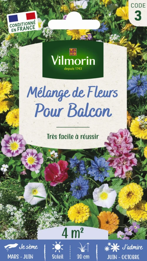 Mélange de fleurs pour balcon Vilmorin - graines à semer pour 4 m² de surface