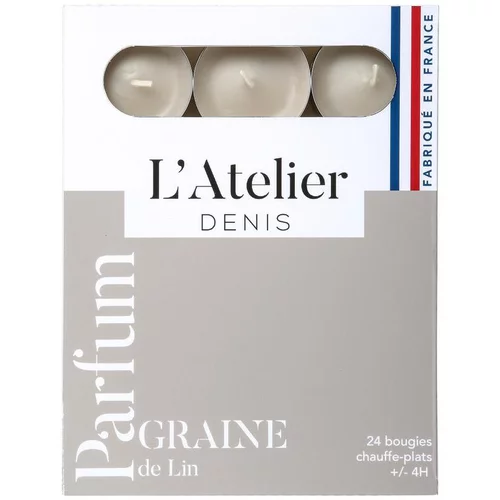 Bougies chauffe-plats beige parfum graine de lin L’Atelier de Denis - L’étui de 24