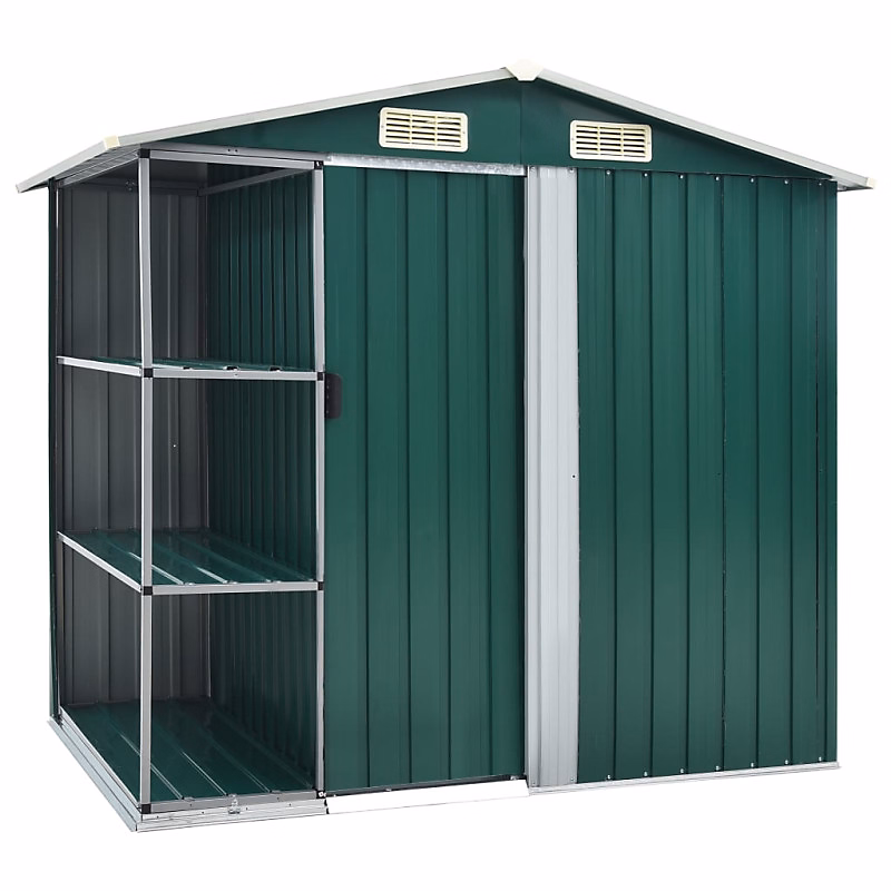 Abri de jardin avec étagère Vert 205 × 130 × 183 cm Fer