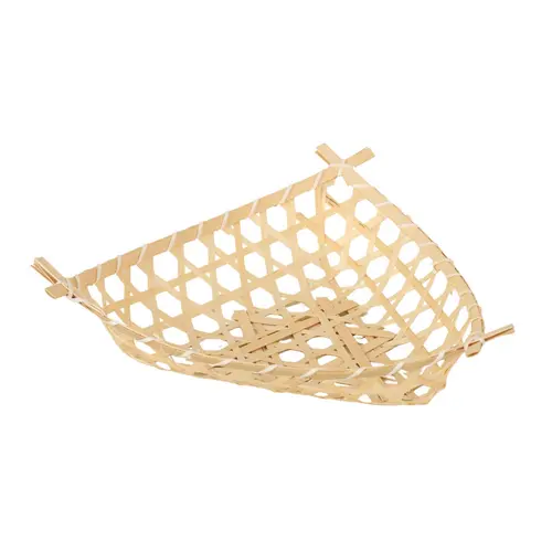 Corbeille Lio ajourée coloris beige en bambou naturel petit modèle - 20 x 20 x 4/6,5 cm